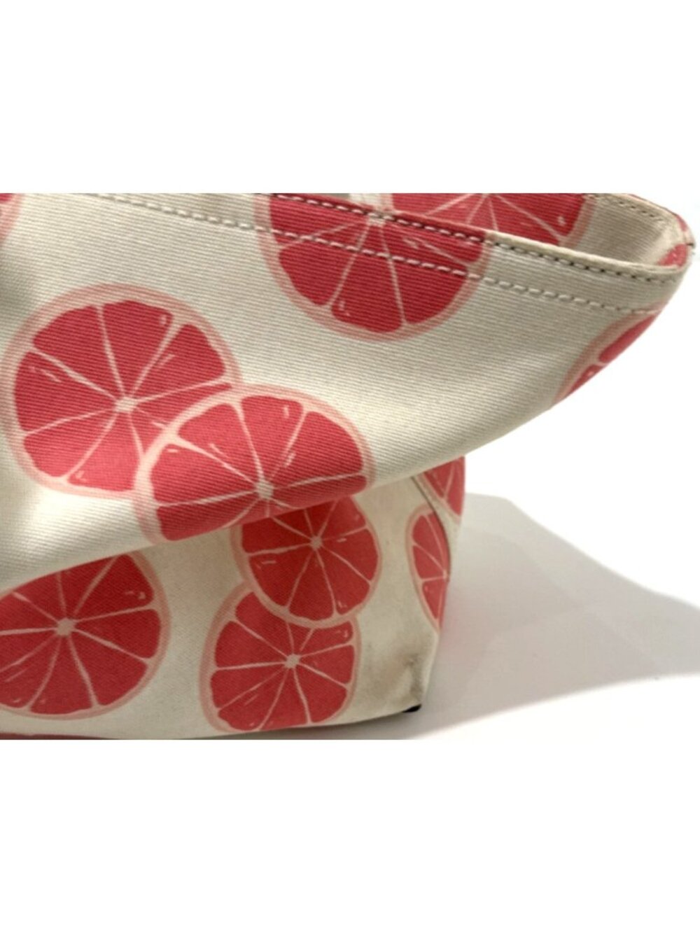 Kate Spade Flights Of Fancy Francis 'Pucker Up' Grapefruit Canvas Tote Purse Bag - Picture 6 of 11
